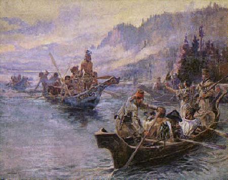 Charles M Russell Lewis and Clark on the Lower Columbia China oil painting art